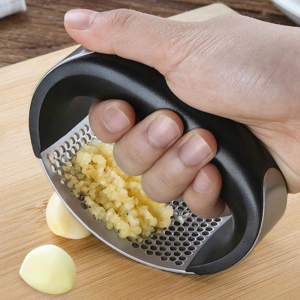 manual garlic press stainless steel handheld ginger garlic mincer chopper with ergonomic handle – easy garlic & ginger pressing (random color) manual garlic press stainless steel handheld ginger garlic mincer chopper with ergonomic handle – easy garlic & ginger pressing (random color)