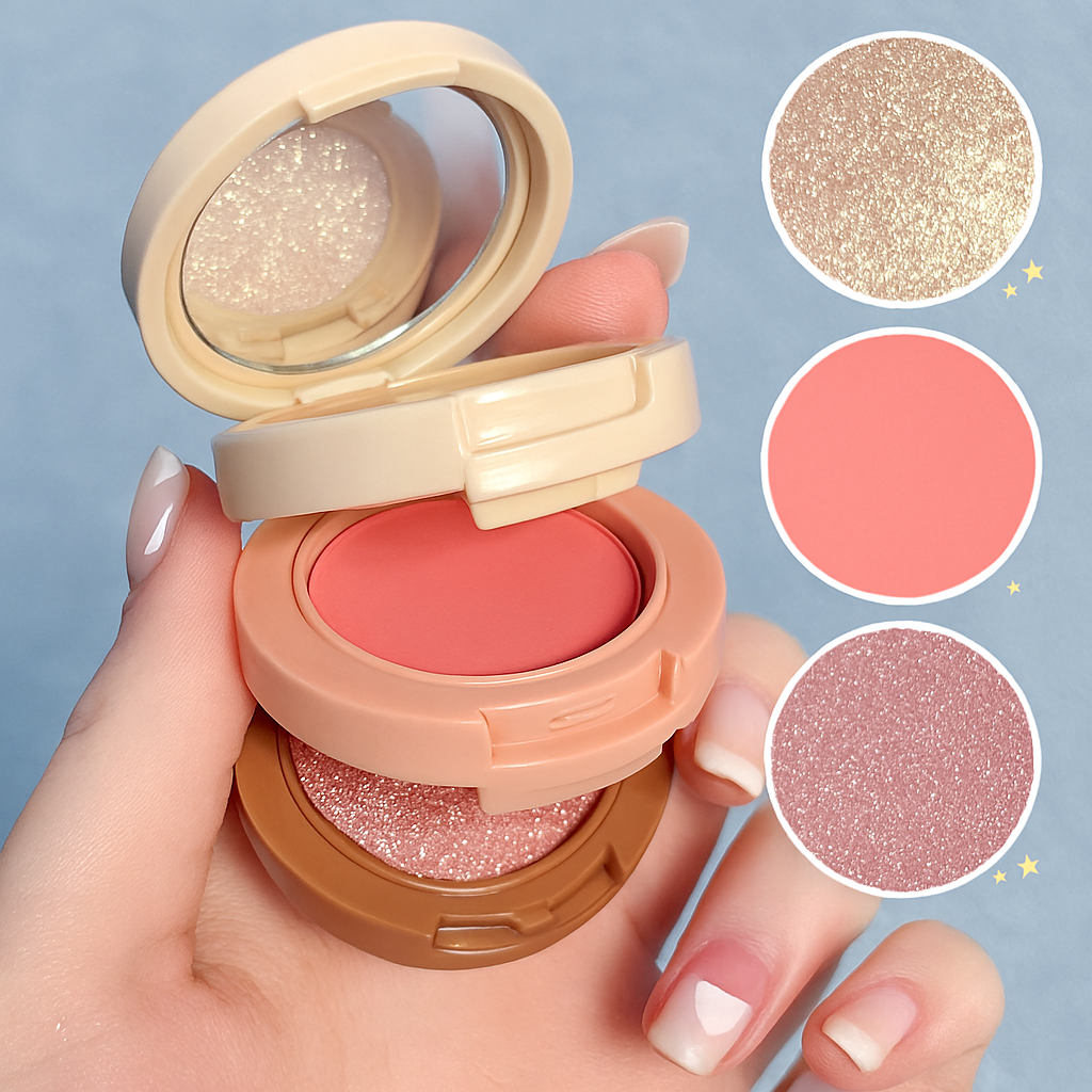 miss lara 3 in 1 blush palette β highlighter, contour & blush in one, fine smooth texture, rich color, long lasting makeup miss lara 3 in 1 blush palette β highlighter, contour & blush in one, fine smooth texture, rich color, long lasting makeup